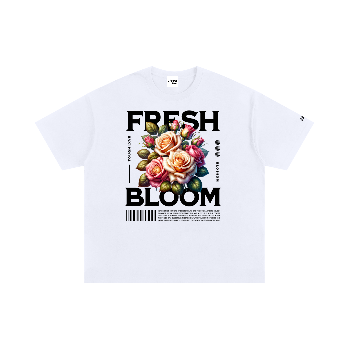 Unisex Oversized "Fresh Bloom" White Cotton T-Shirt