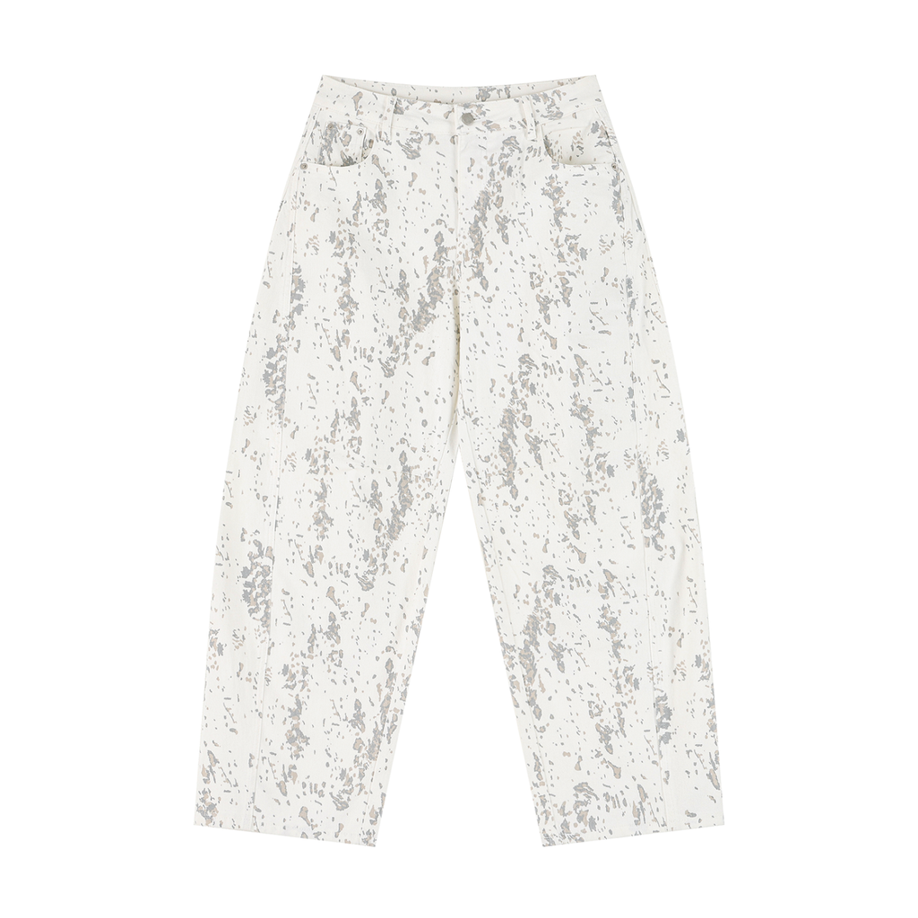 UNISEX Women's Splatter Barrel Leg Jeans