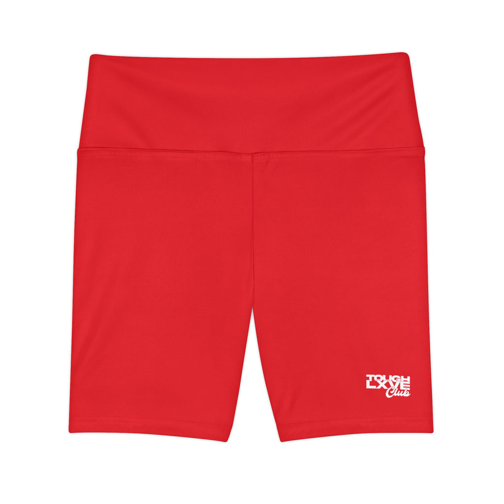 Women's Red Tough Lxve Club Athletic Biker Shorts