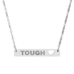 Tough Lxve (Engraving) Cutout Heart Bar Necklace