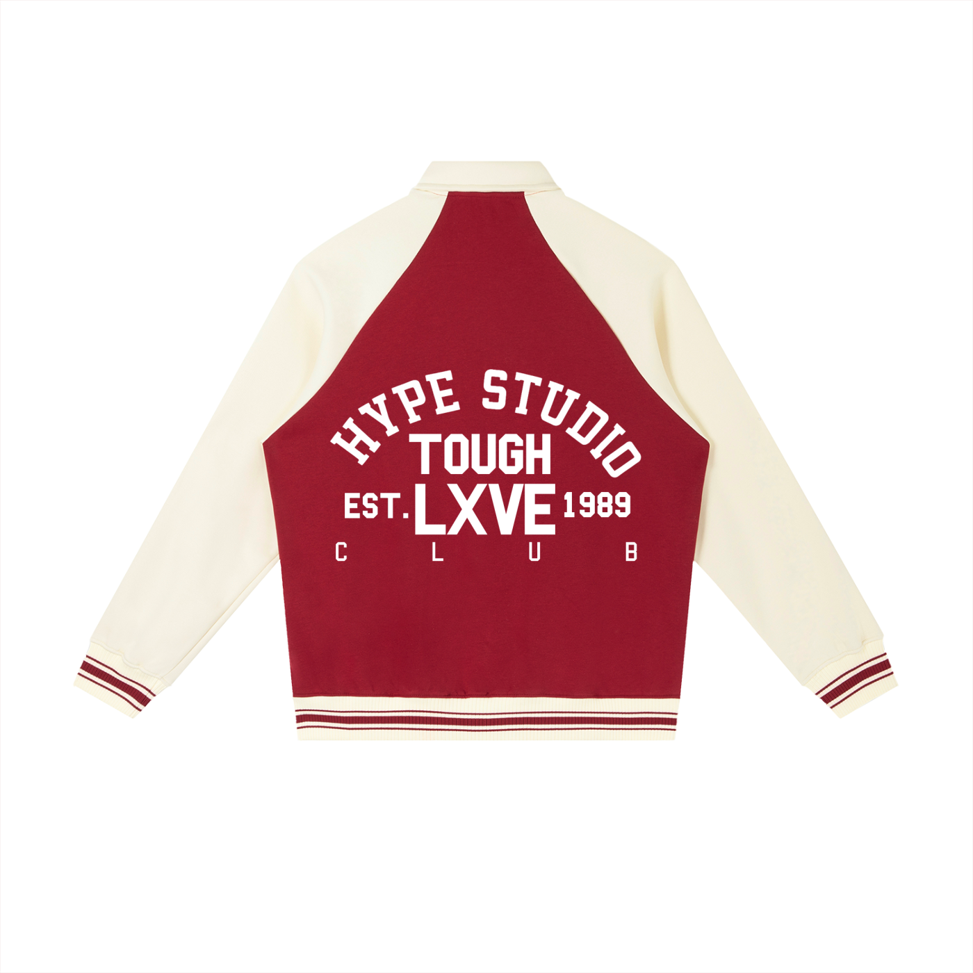 Hype Studio Contrast Raglan Sleeve Baseball Jacket - Garnet
