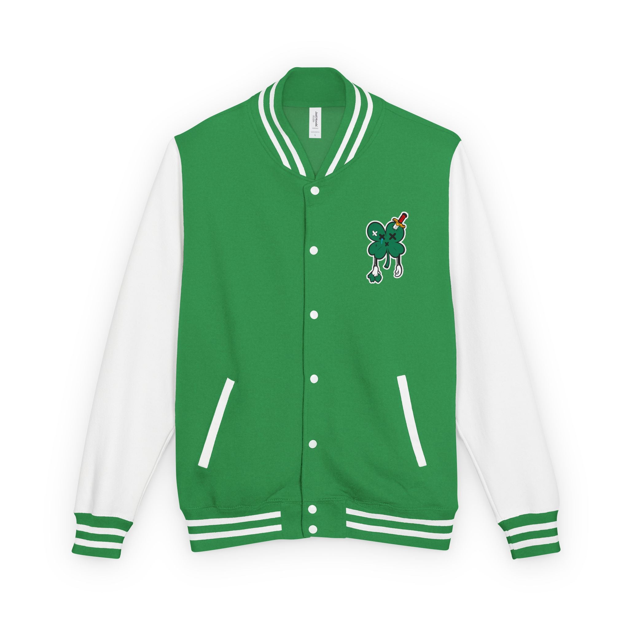 Tough Lxve Club Letterman"4 Leaf Clover" Green Varsity Jacket