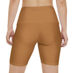 Women's Light Brown Tough Lxve Club Athletic Biker Shorts