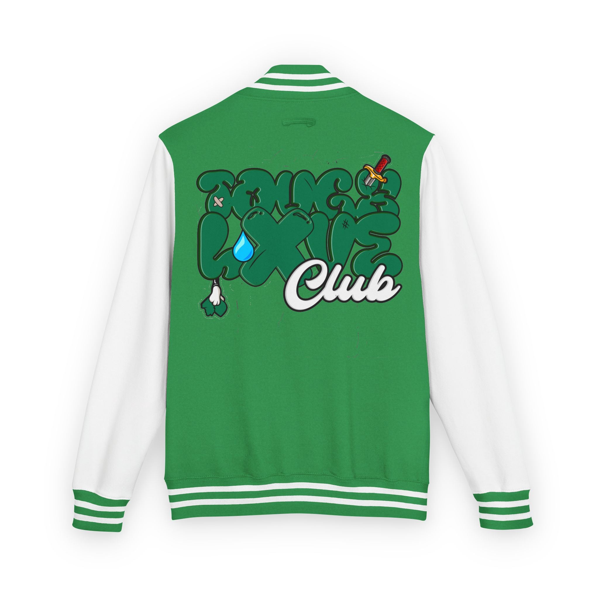 Tough Lxve Club Letterman"4 Leaf Clover" Green Varsity Jacket