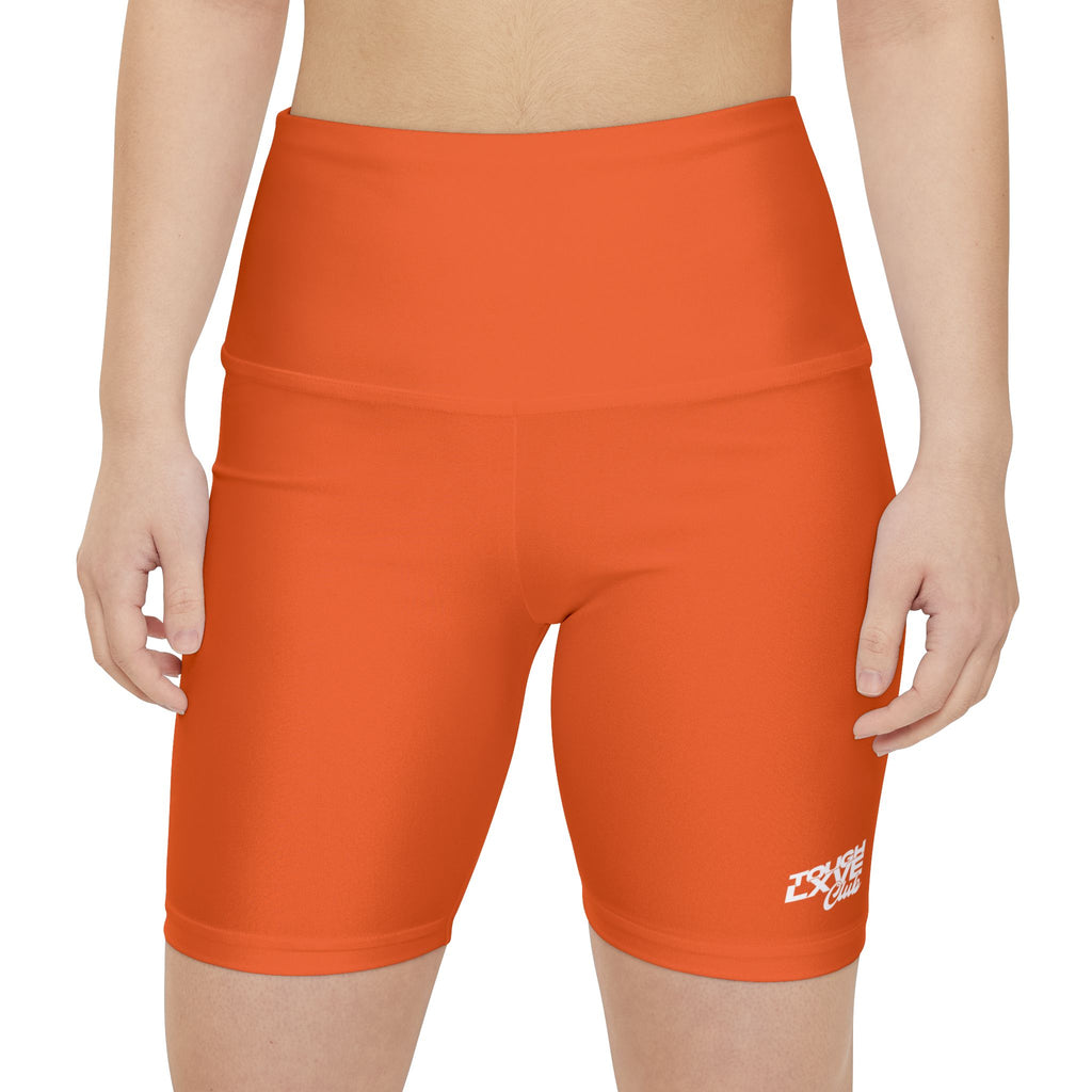 Women's Orange Tough Lxve Club Athletic Biker Shorts