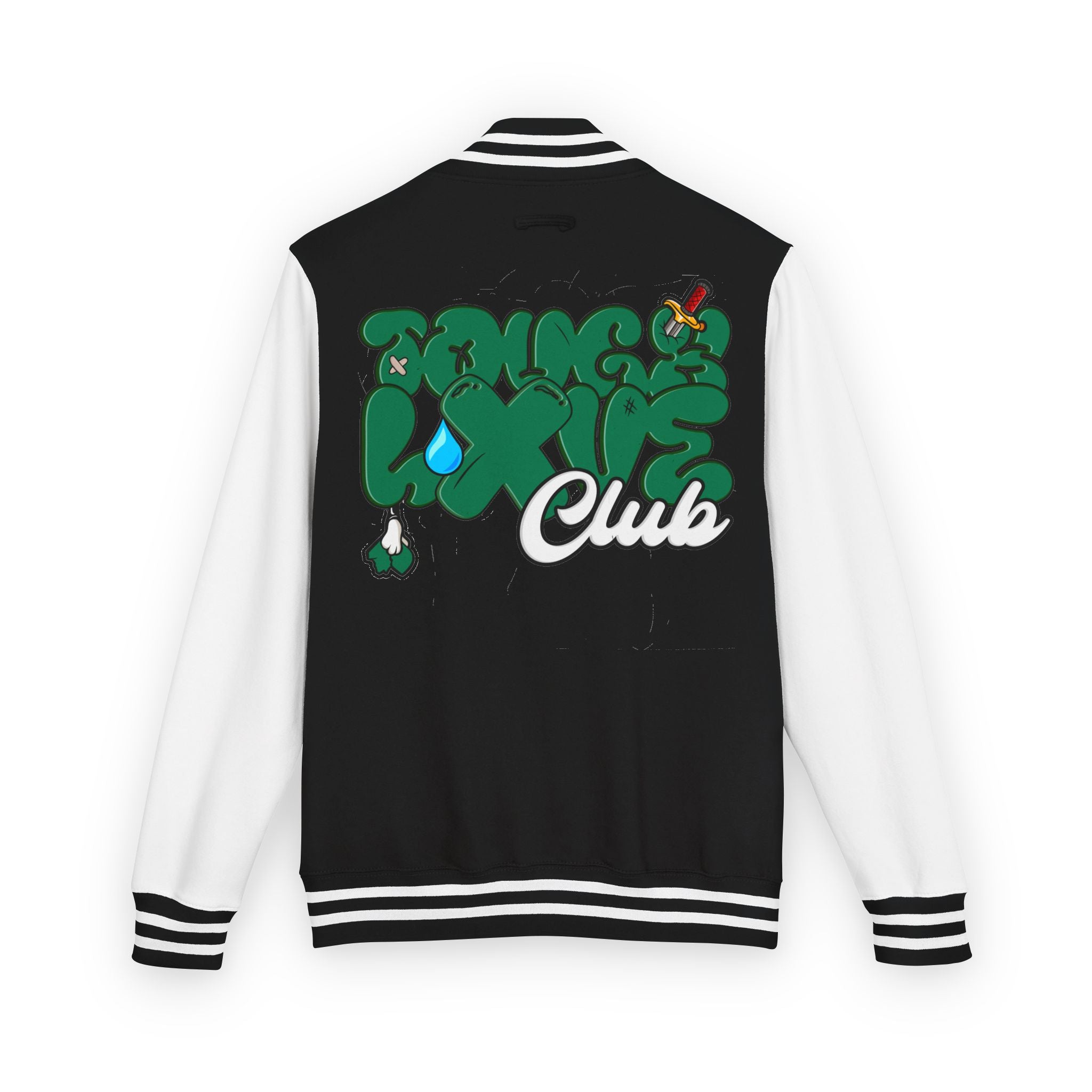 Tough Lxve Club Black Letterman "4 Leaf Clover" Varsity Jacket