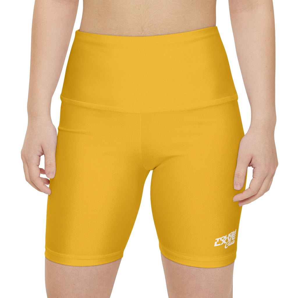 Women's Yellow Tough Lxve Club Athletic Biker Shorts