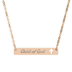 Child of God (Engraving) Cutout Cross Bar Necklace