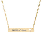 Child of God (Engraving) Cutout Cross Bar Necklace