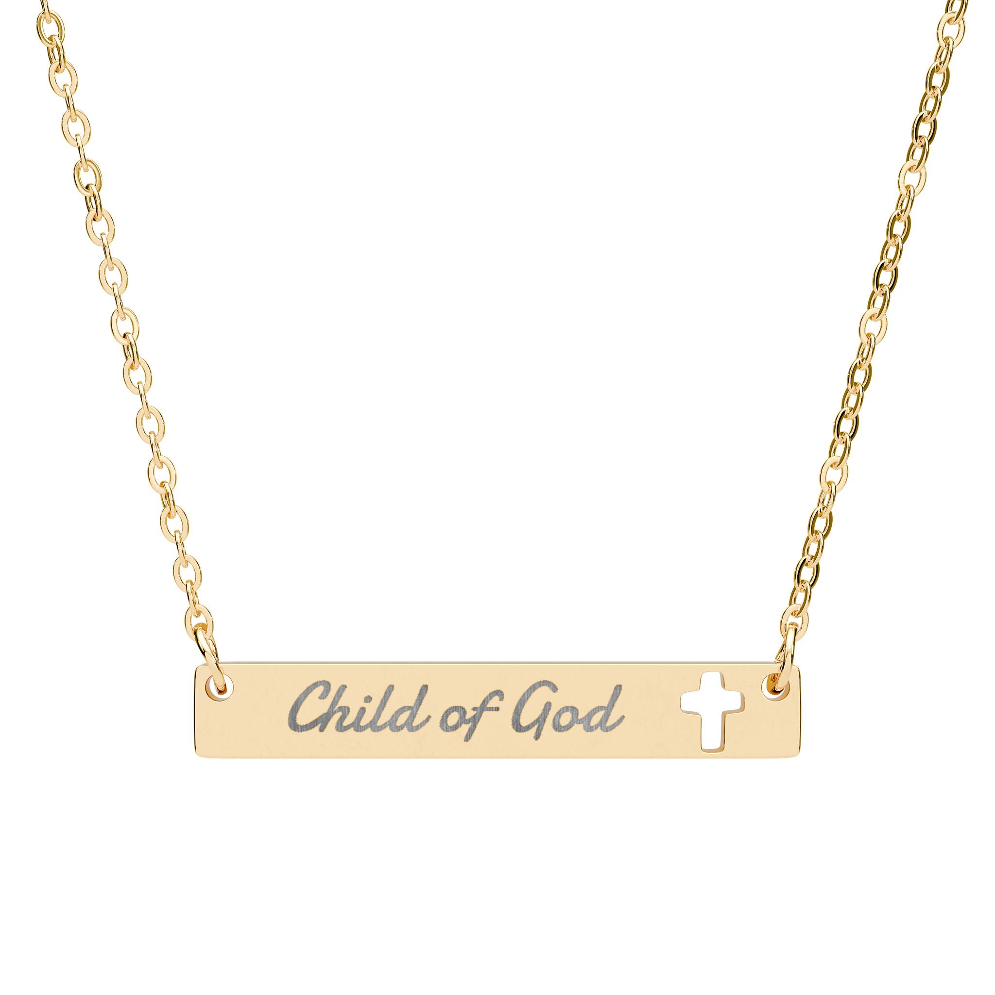 Child of God (Engraving) Cutout Cross Bar Necklace