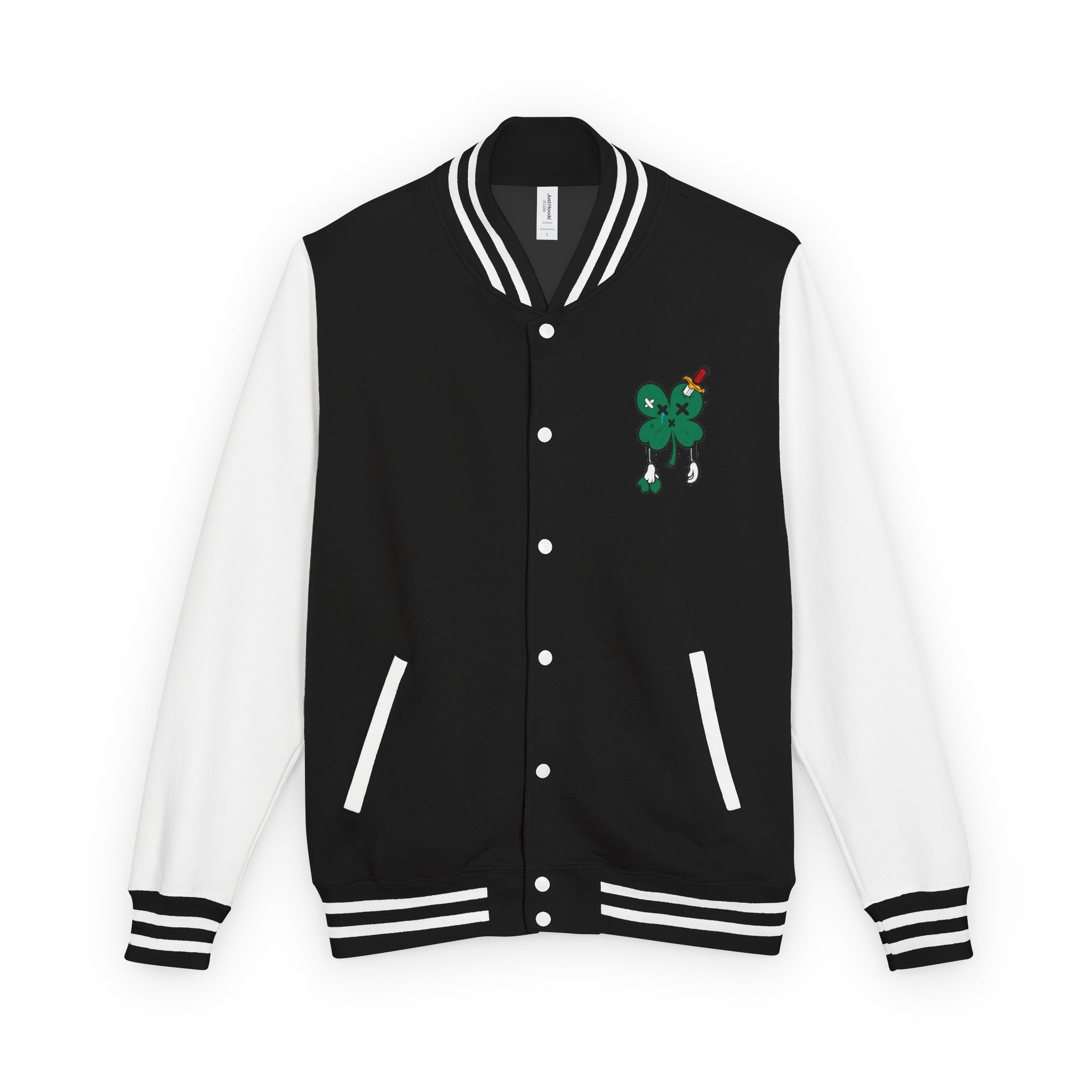 Tough Lxve Club Black Letterman "4 Leaf Clover" Varsity Jacket