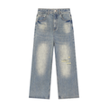 Unisex Vintage Wash Distressed Denim Jeans