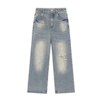 Unisex Vintage Wash Distressed Denim Jeans