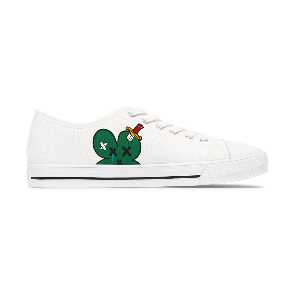 Women’s Tough Lxve Club “4 Leaf Clover” White Low Top Canvas Shoes