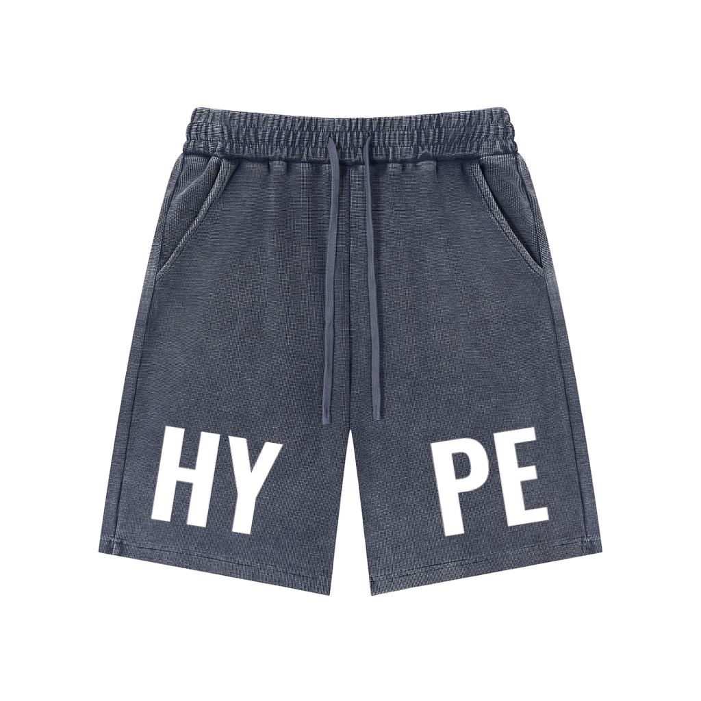 "HYPE" Unisex Mineral Wash Waffle Knit Shorts