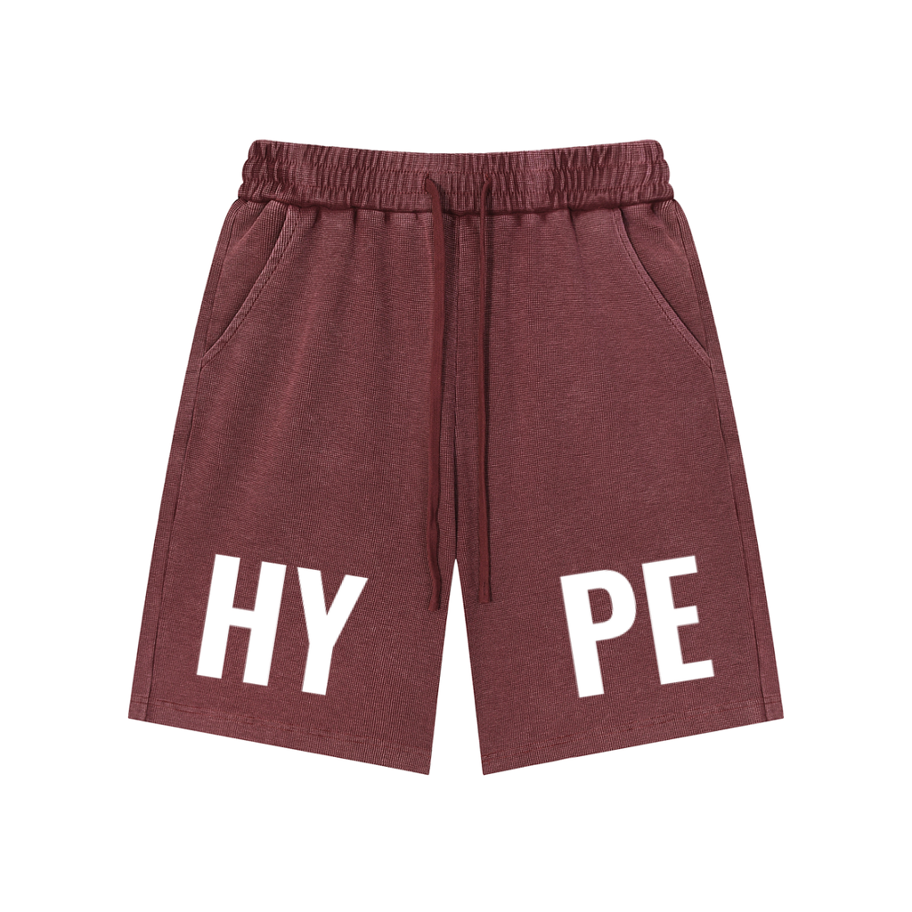 "HYPE" Unisex Mineral Wash Waffle Knit Shorts