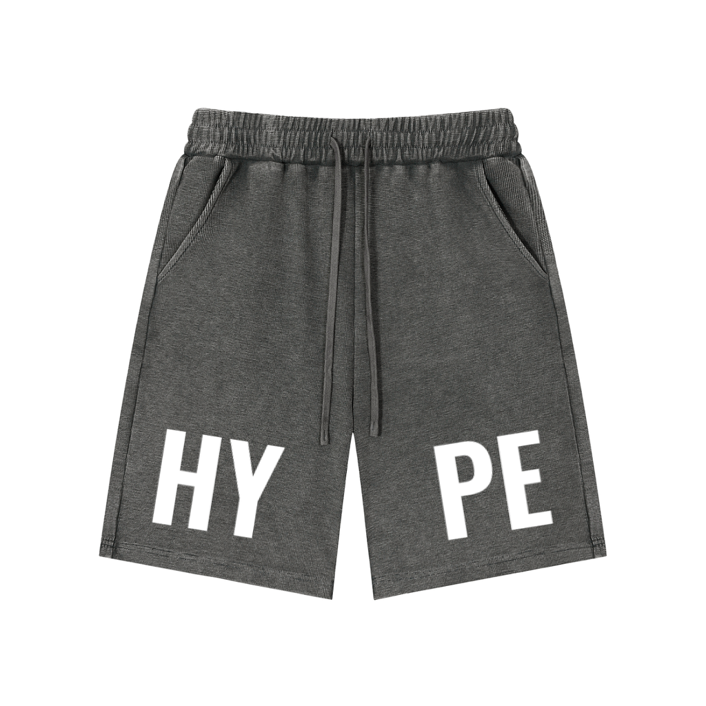 "HYPE" Unisex Mineral Wash Waffle Knit Shorts