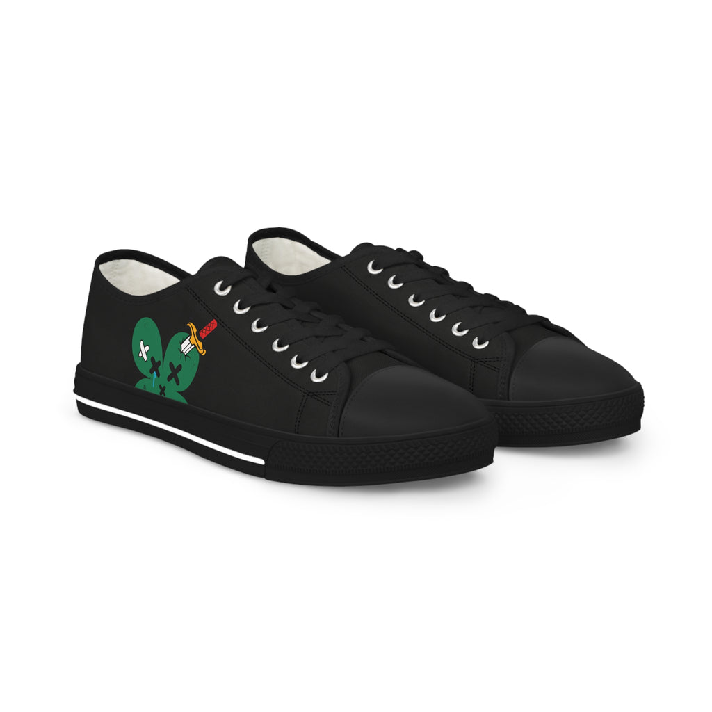 Men’s Tough Lxve Club “4 Leaf Clover” Black Low Top Canvas Shoes