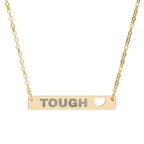 Tough Lxve (Engraving) Cutout Heart Bar Necklace