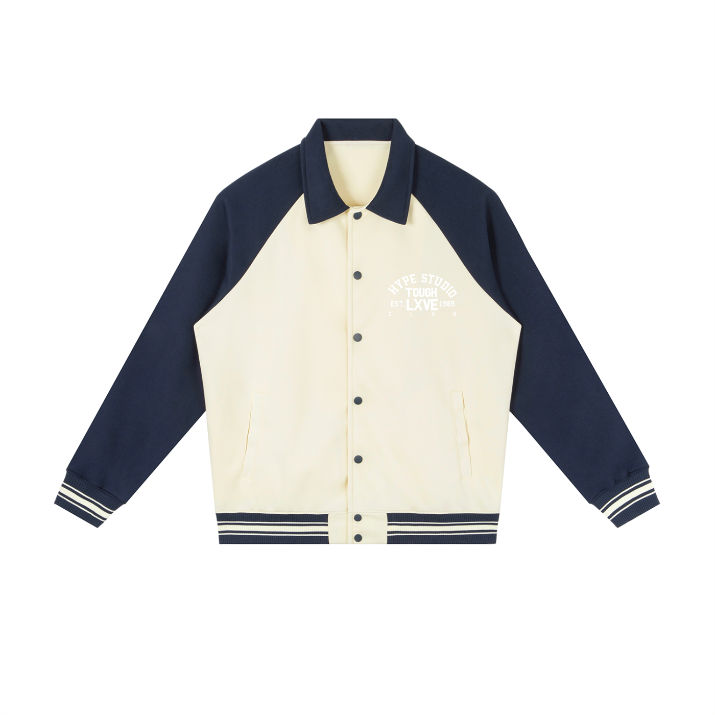 Hype Studio Contrast Raglan Sleeve Baseball Jacket Apricot