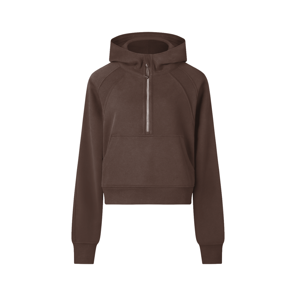 Women's "Coffee" Cropped Half-Zip Hoodie
