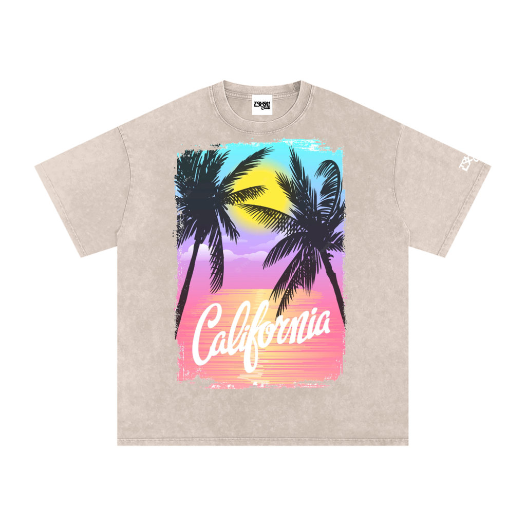 "California Paradise" Snow Washed Oversized Cotton T-Shirt