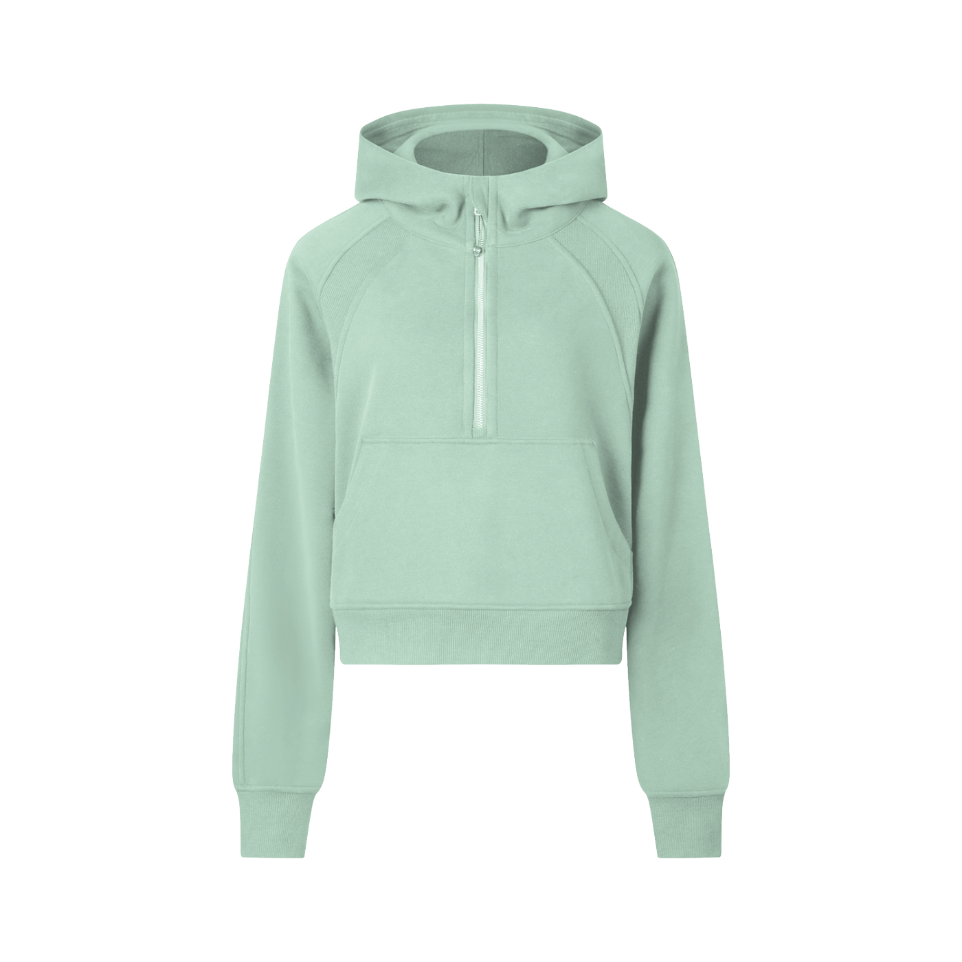 Cropped Half-Zip Hoodie - Green