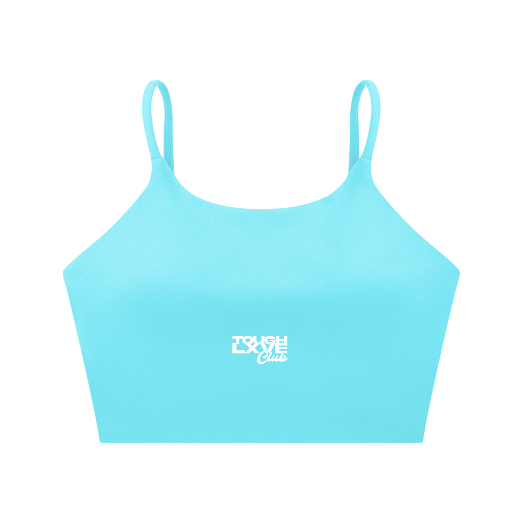 Women's Tough Lxve Club Lake Blue Spaghetti Strap Yoga Sports Bra