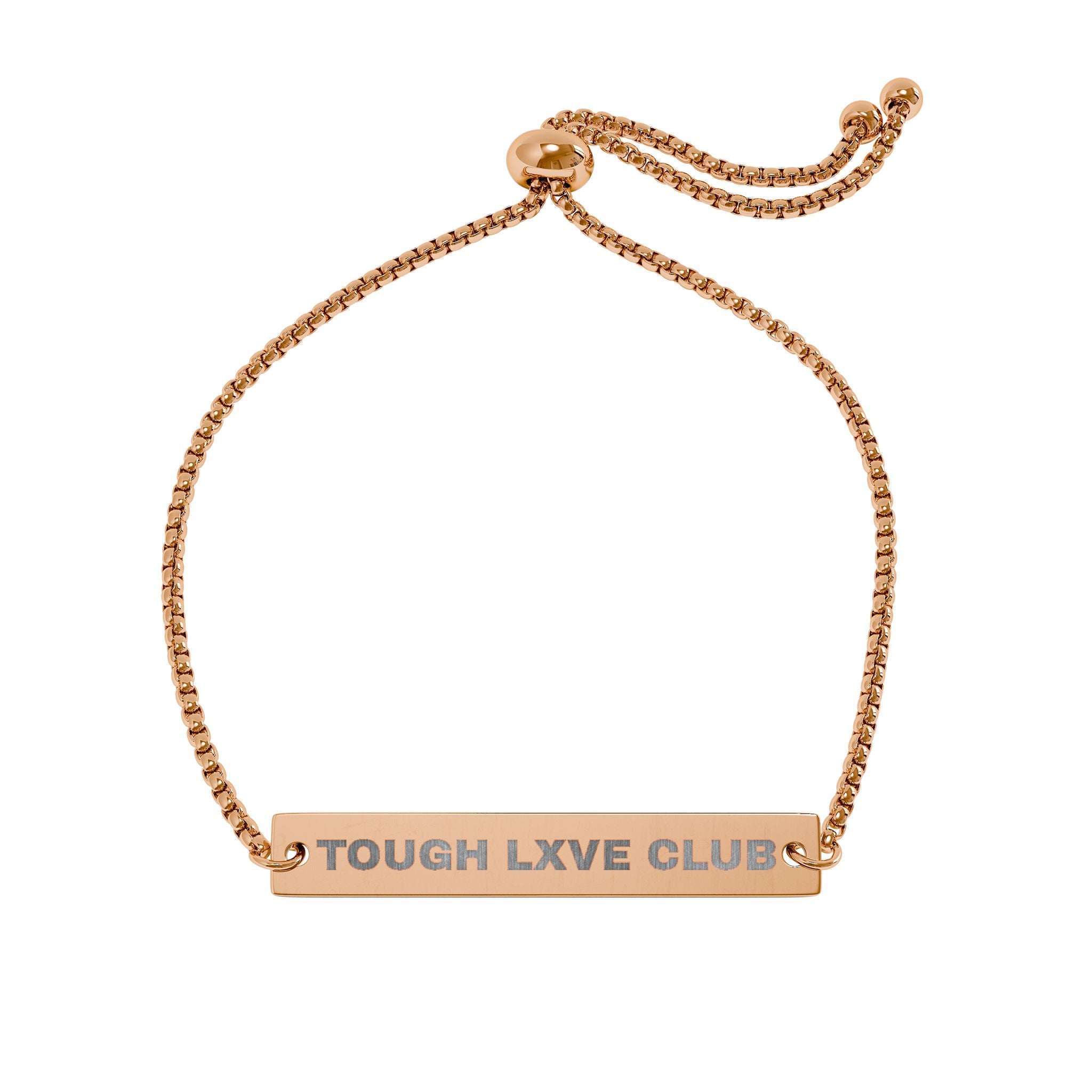Tough Lxve Club (Engraving) Adjustable Flat Bar Bracelet