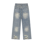 Unisex Vintage Wash Distressed Denim Jeans