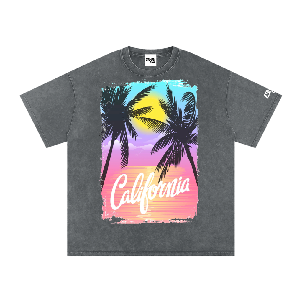 "California Paradise" Snow Washed Oversized Cotton T-Shirt