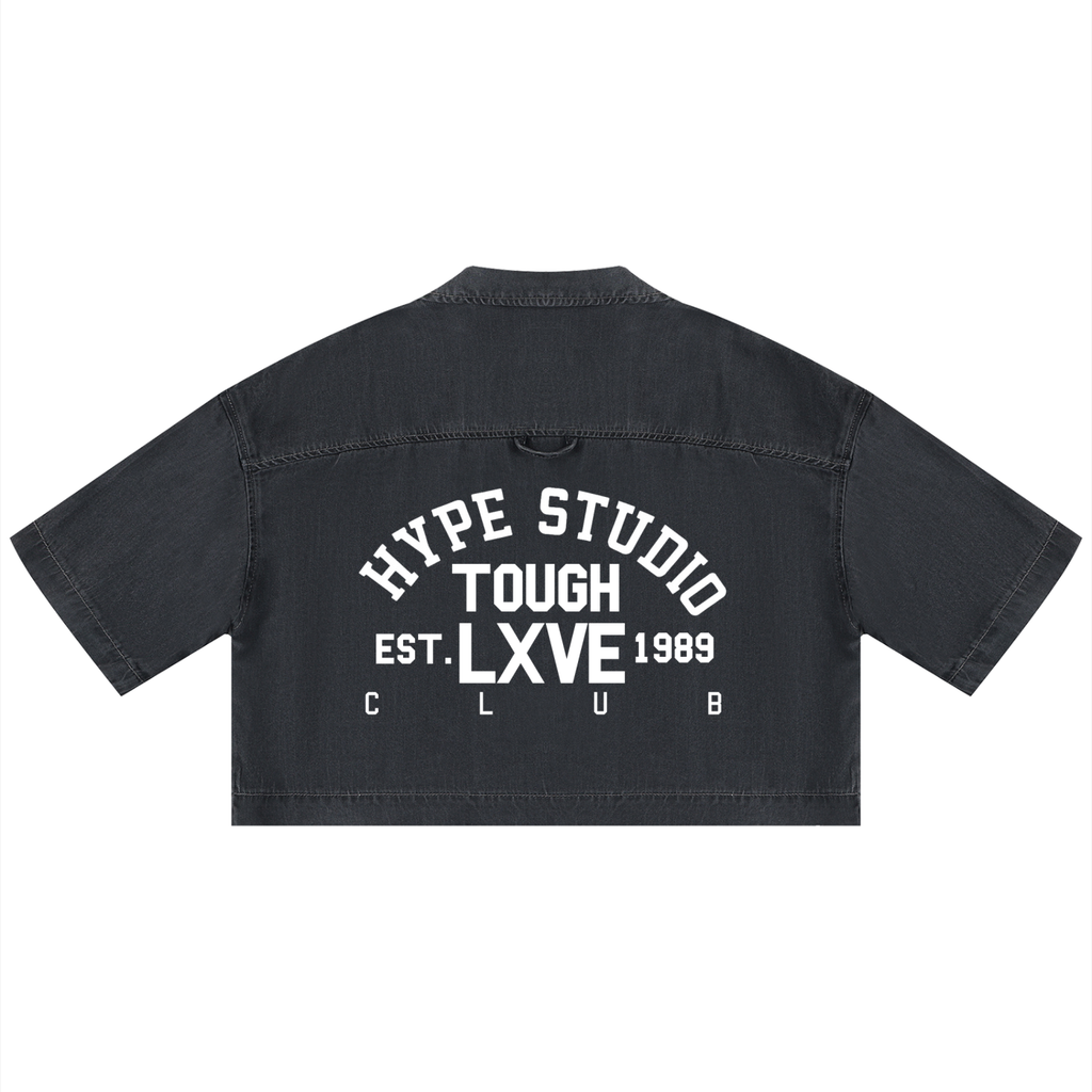 Women's Vintage Tough Lxve Club Wash Boxy Cropped Shirt