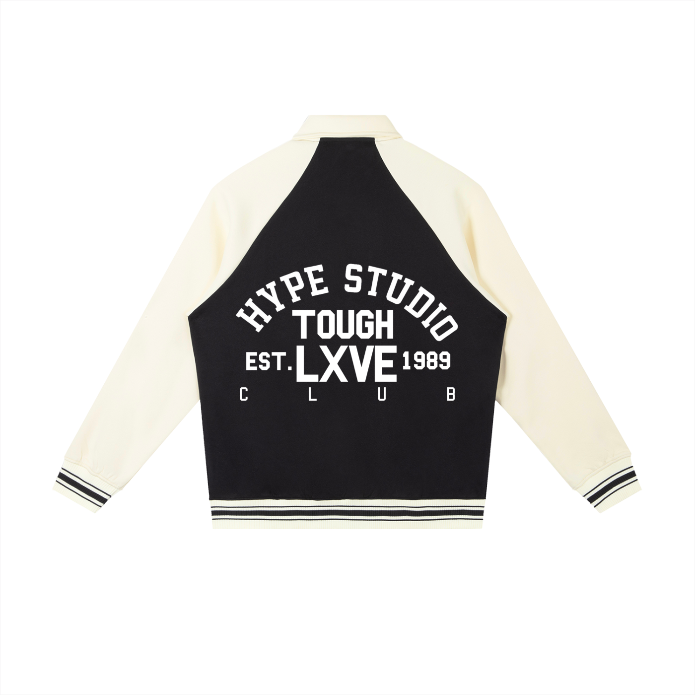 Hype Studio Contrast Raglan Sleeve Baseball Jacket - Black