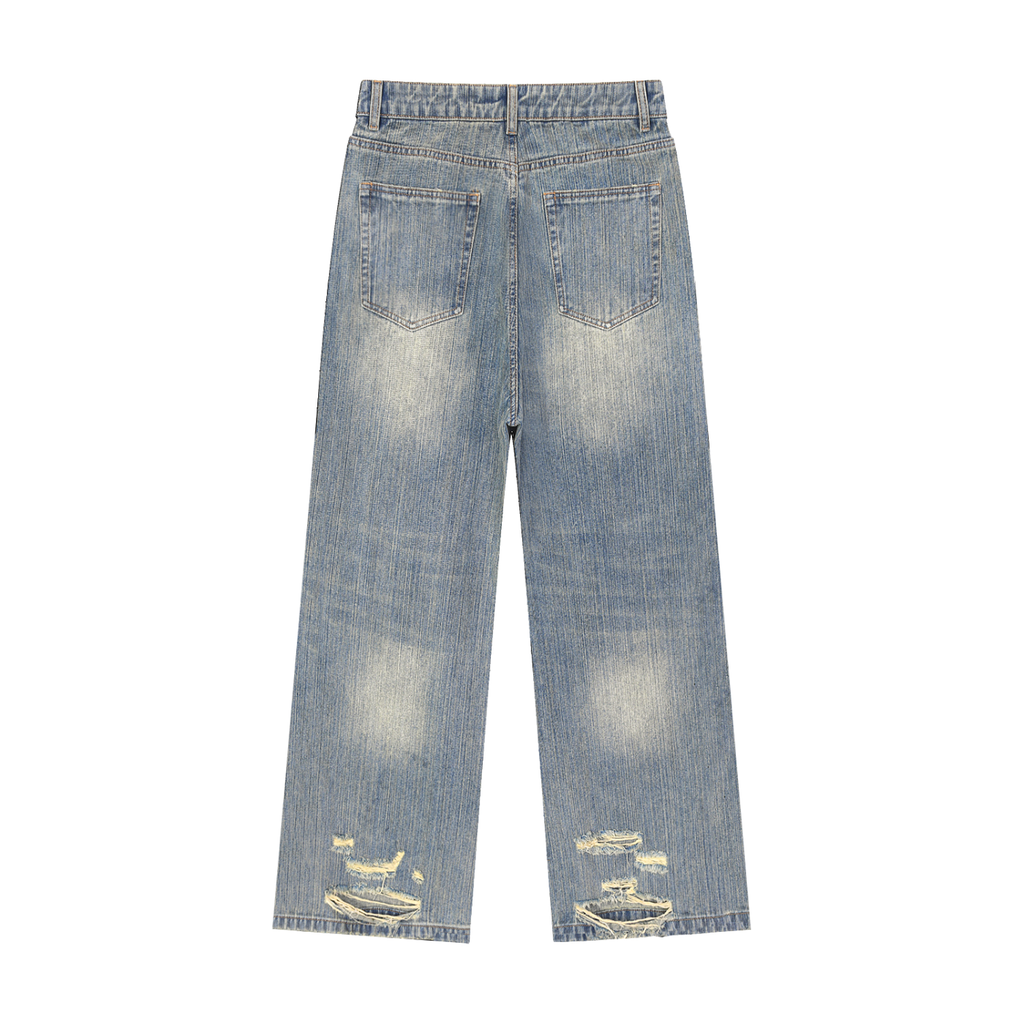 Vintage Wash Distressed Denim Jeans