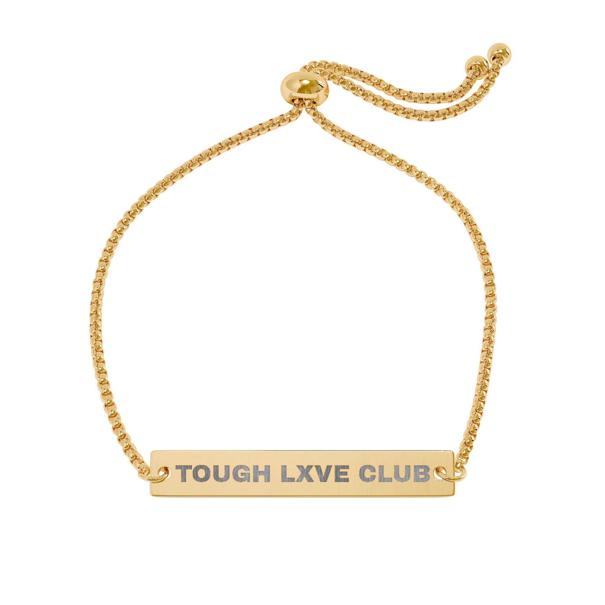 Tough Lxve Club (Engraving) Adjustable Flat Bar Bracelet