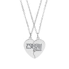Tough Lxve Club (Engraving) Break Apart Heart Necklace Set
