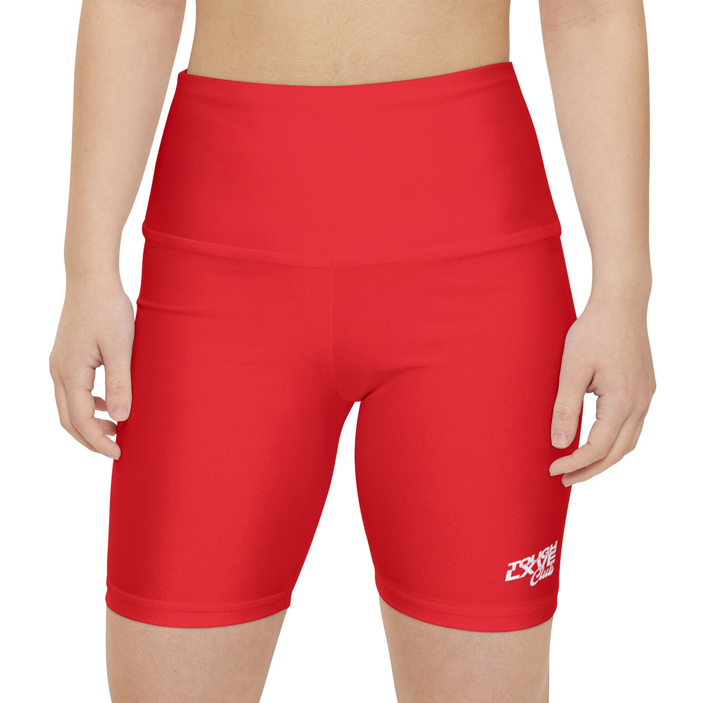 Women's Red Tough Lxve Club Athletic Biker Shorts