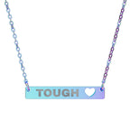 Tough Lxve (Engraving) Cutout Heart Bar Necklace