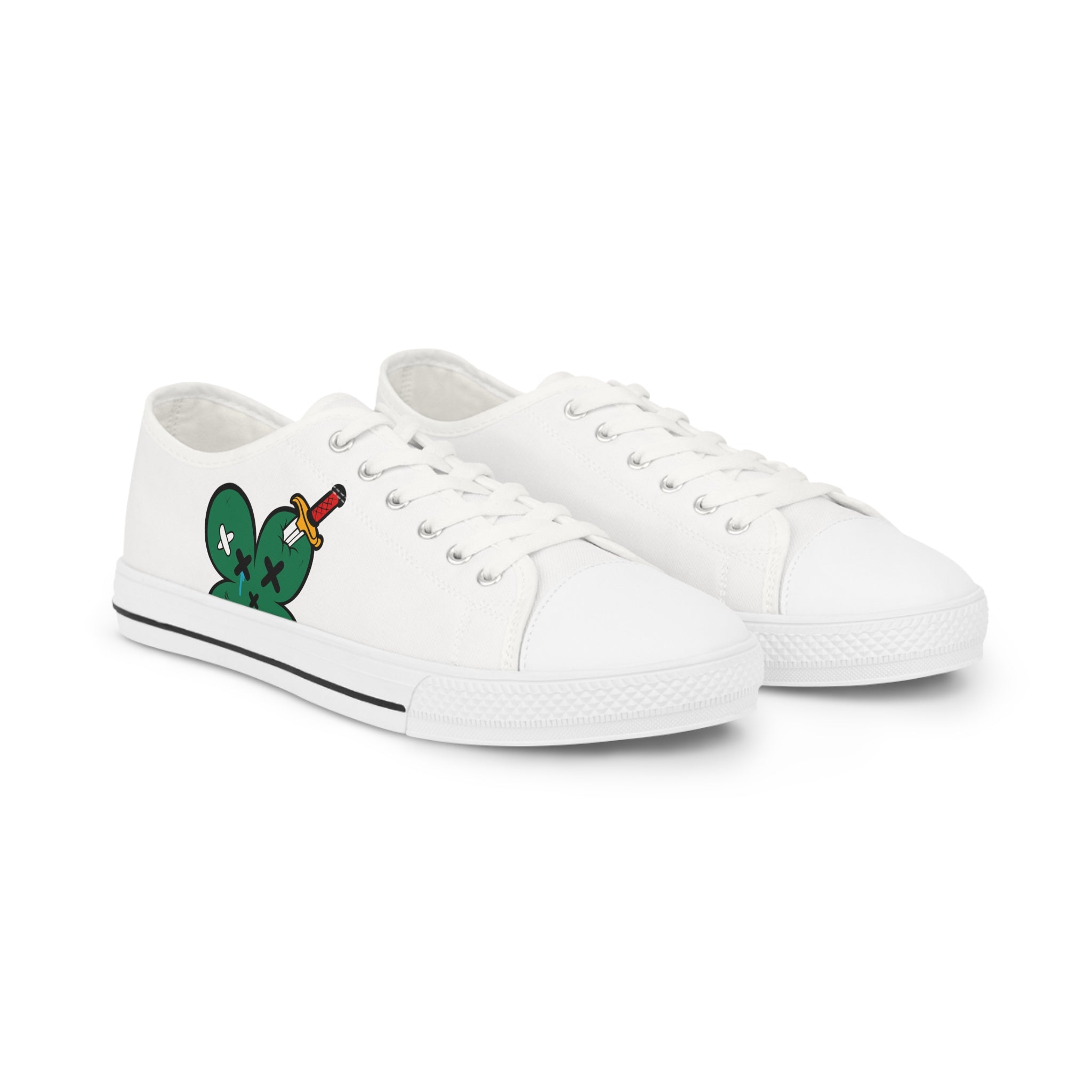 Men’s Tough Lxve Club “4 Leaf Clover” White Low Top Canvas Shoes