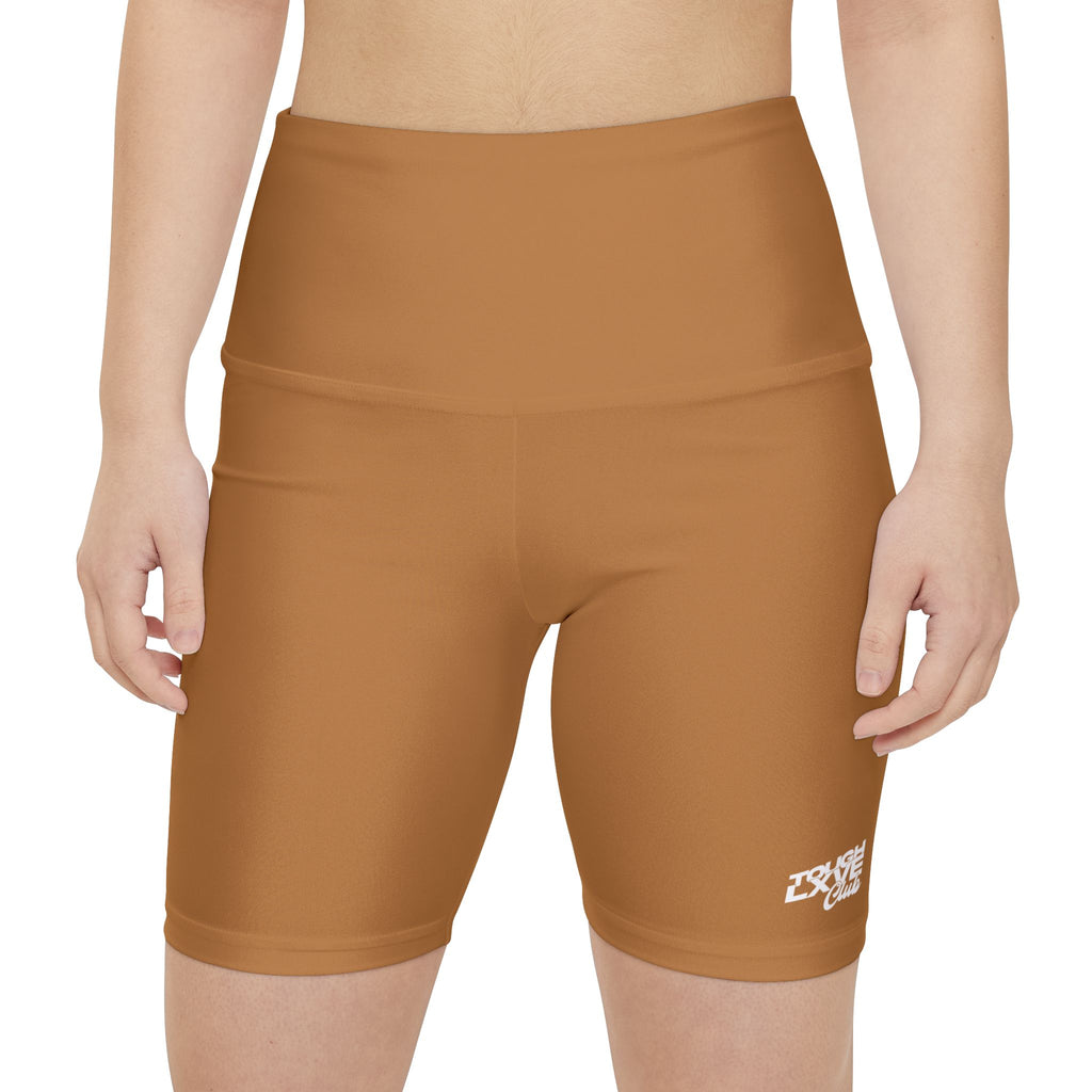 Women's Light Brown Tough Lxve Club Athletic Biker Shorts