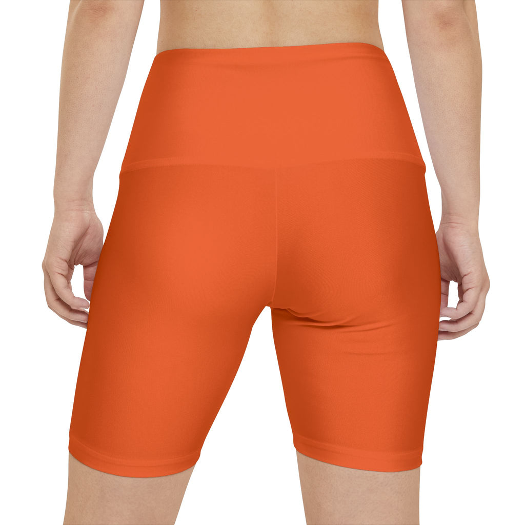 Women's Orange Tough Lxve Club Athletic Biker Shorts