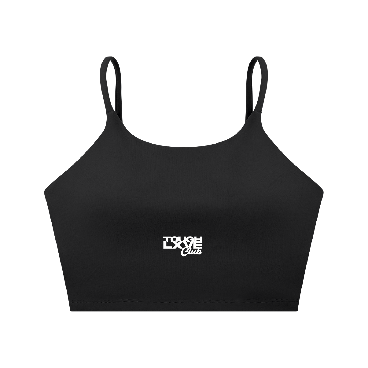 Women's Tough Lxve Club Black Spaghetti Strap Yoga Sports Bra