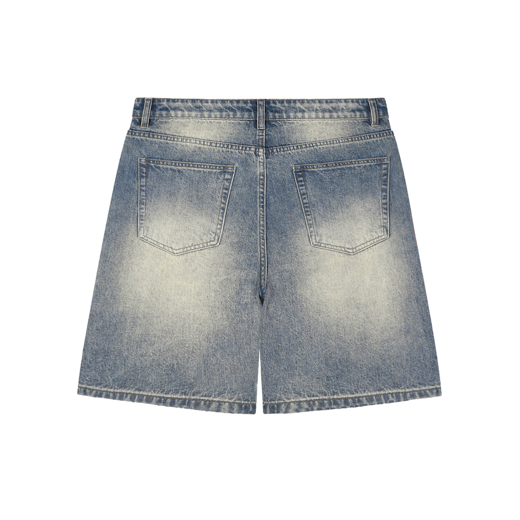 Unisex Faded Distressed Baggy Denim Shorts
