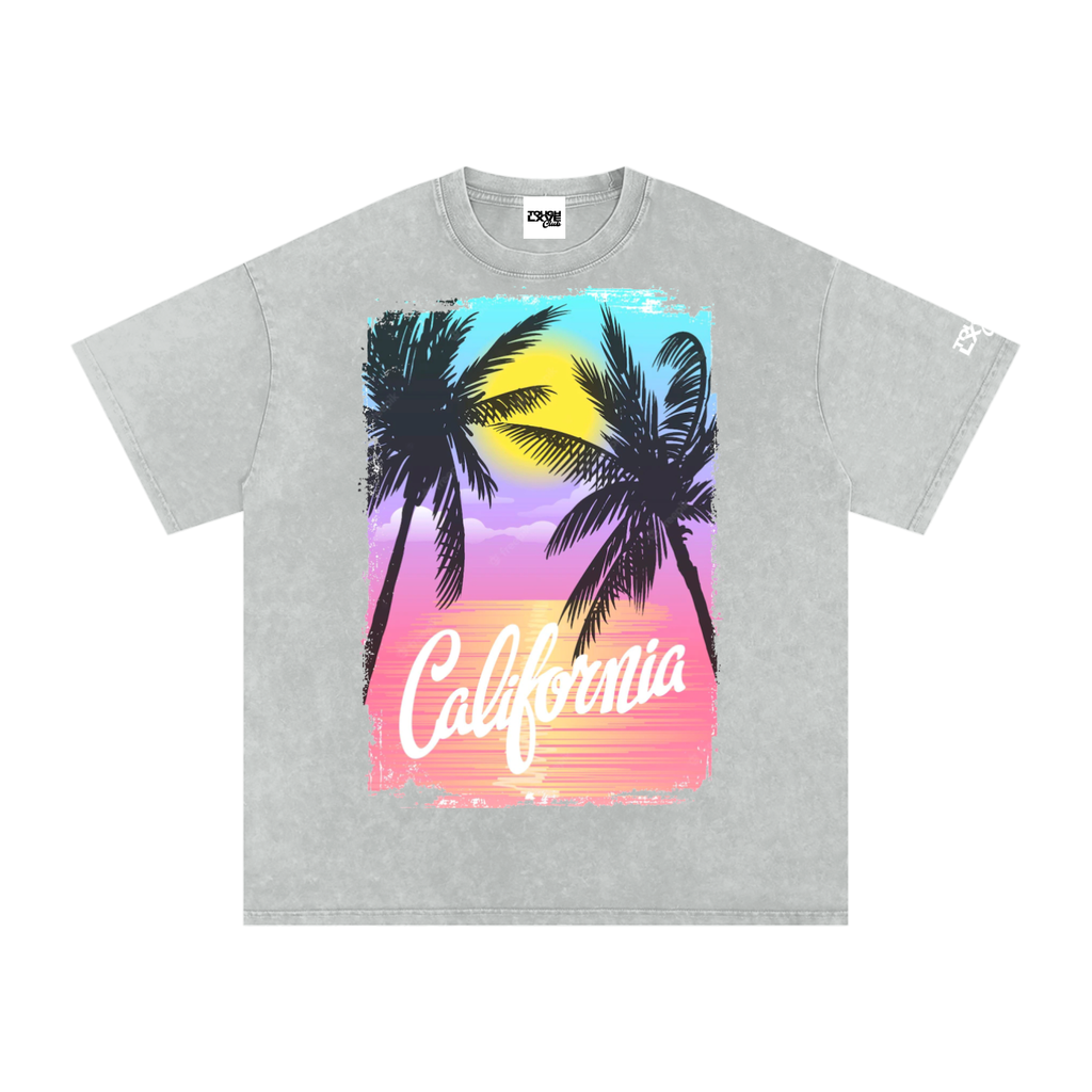 "California Paradise" Snow Washed Oversized Cotton T-Shirt