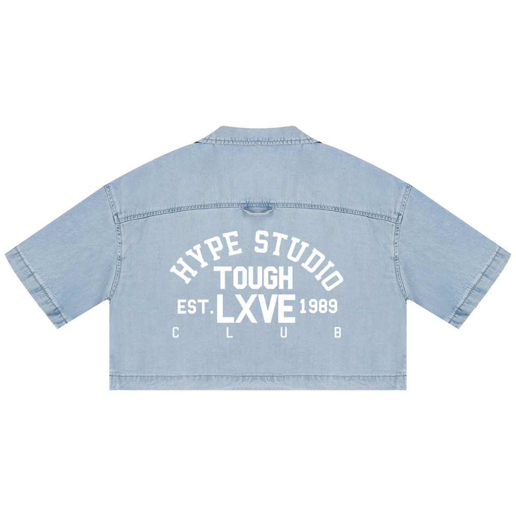 Women's Vintage Tough Lxve Club Wash Boxy Cropped Shirt