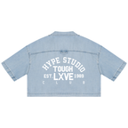 Women's Vintage Tough Lxve Club Wash Boxy Cropped Shirt