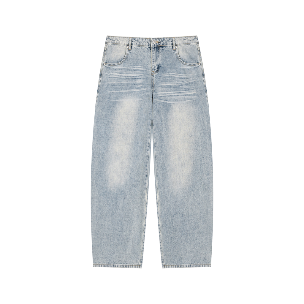 Men’s Enzyme Wash Wide Leg Denim Jeans