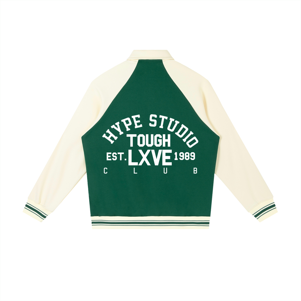 Hype Studio Contrast Raglan Sleeve Baseball Jacket  - Green