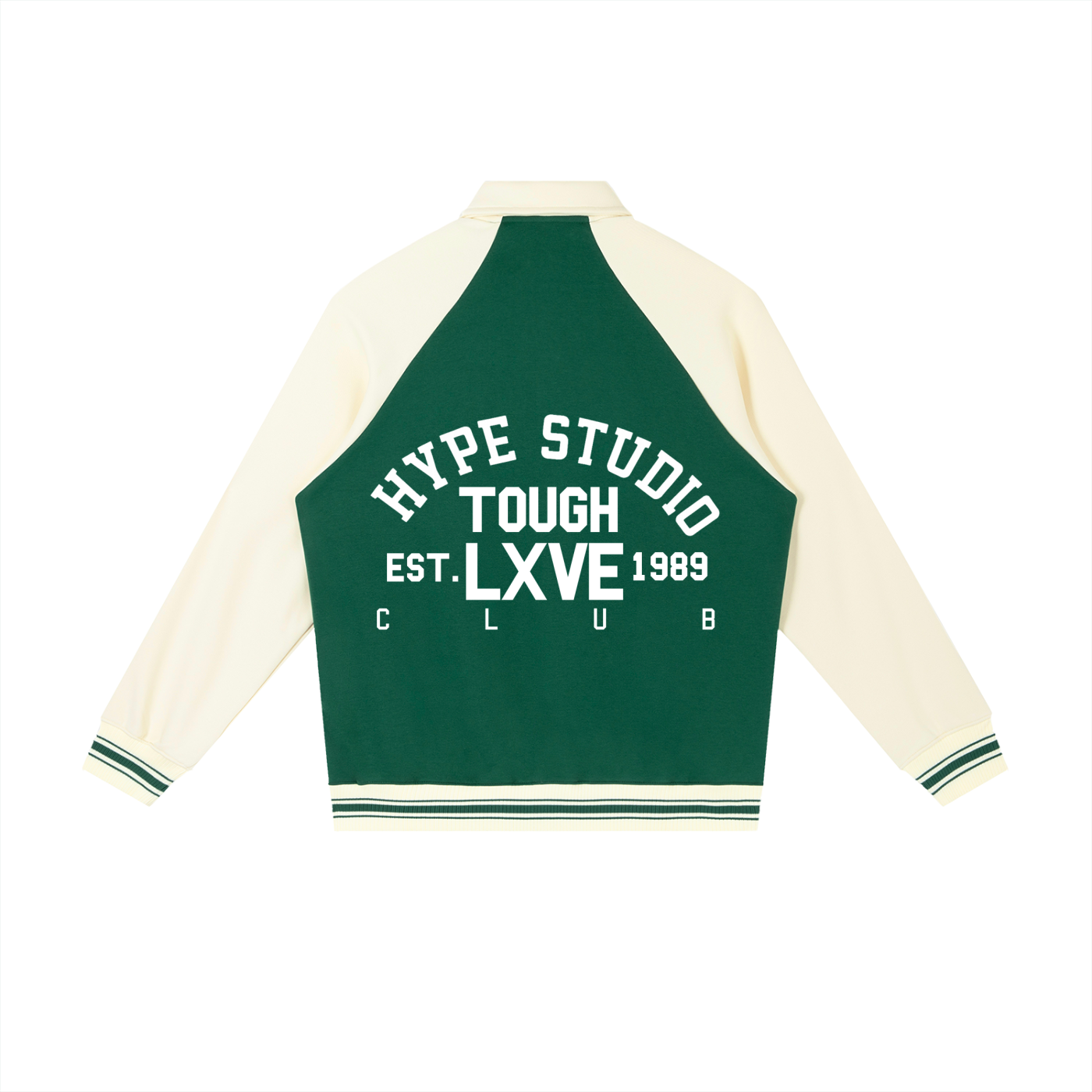 Hype Studio Contrast Raglan Sleeve Baseball Jacket  - Green