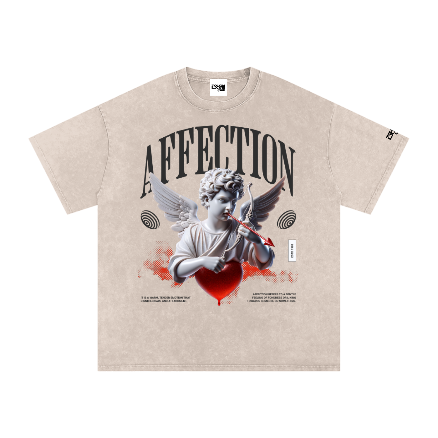 Snow Washed Oversized "Affection" Cotton T-Shirt